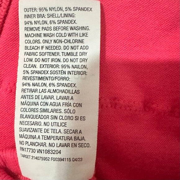 All In Motion Ribbed Active Tank, Built In Bra Racer Back Pink Size M - Picture 6 of 6